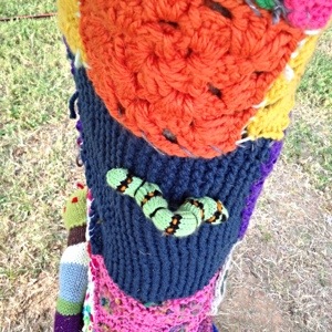 Caterpillar on Tree Knit at Arkansas Art Center