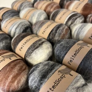 25 Felted Soaps available for wholesale in neutral colors found in nature like brown, black, white, gray