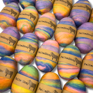 Felted Soap PASTEL RAINBOW Wool Wrapped Soap Bar